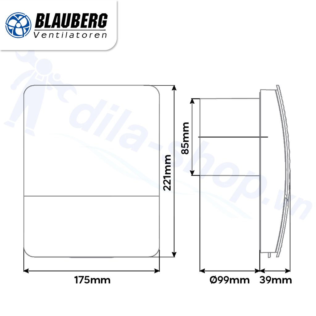 Quạt hướng trục gắn tường, trần BLAUBERG - CABRIO - Hàng Nhập Khẩu