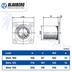 Quạt hướng trục gắn tường, trần BLAUBERG - SLIM - Hàng nhập khẩu chính hãng