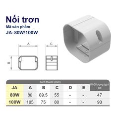 Trunking Nhựa Fineduct Nối Trơn Màu Trắng JA - 80W/100W [Hộp che ống đồng máy lạnh / Air Conditioner Line Set cover]