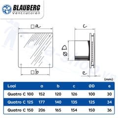 Quạt hướng trục gắn tường, trần BLAUBERG - QUATRO C - Hàng nhập khẩu chính hãng