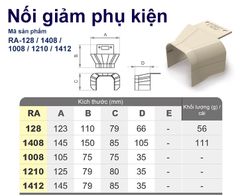 Trunking Nhựa Fineduct Nối Giảm Màu Ngà RA - 128/1408 (1008/1210/1412) [Hộp che ống đồng máy lạnh]