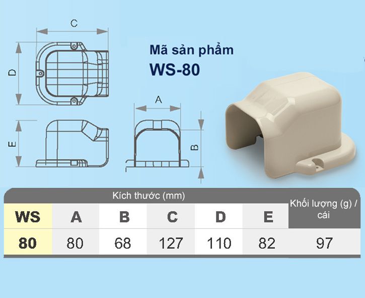 Trunking Nhựa Fineduct Chụp Áp Tường Màu Ngà WA70/ WA80/ WB80/ WS80/ WA100/ WA120/ WA140