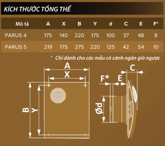 Quạt thông gió cho phòng tắm, phòng vệ sinh DICITI -  PARUS 5 Ivory màu ngà - Hàng nhập khẩu