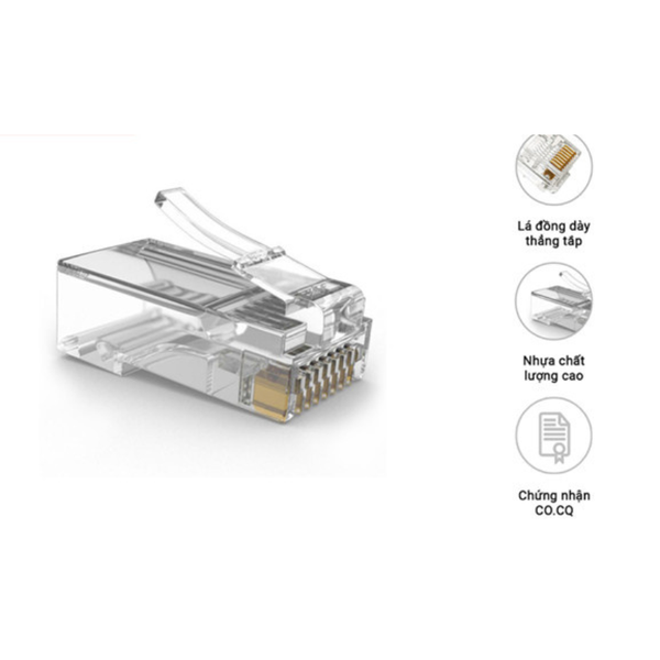 Đầu mạng RJ45 cat5e AMTAKO 53P, hạt nhựa trong suốt túi - Hộp 100 cái