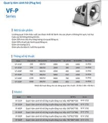 Quạt ly tâm cánh hở ( Plug fan) VF-310P/ VF-355P/ VF-450P