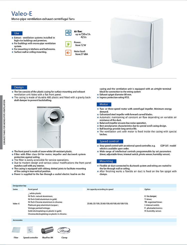 Quạt ly tâm áp suất cao VALEO-E - Blauberg