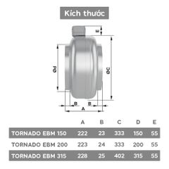 Quạt ly tâm kim loại tráng kẽm nối ống ERA PRO - TORNADO EBM - Hàng Nga nhập khẩu chính hãng