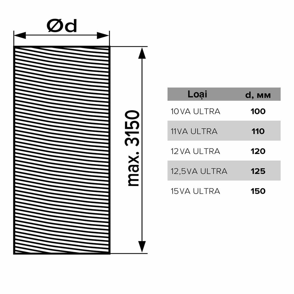 Ống gió bán cứng NHÔM đặc biệt - ERA - 10VА ULTRA/ 12.5VA ULTRA/ 15VA ULTRA/ 16VA ULTRA - Hàng Nga nhập khẩu chính hãng