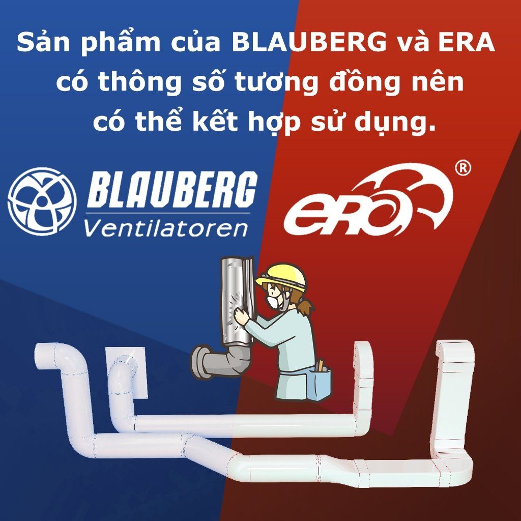 Nối ống gió nhựa 90 độ chữ nhật - tròn BLAUBERG - US-90 - Hàng nhập khẩu chính hãng