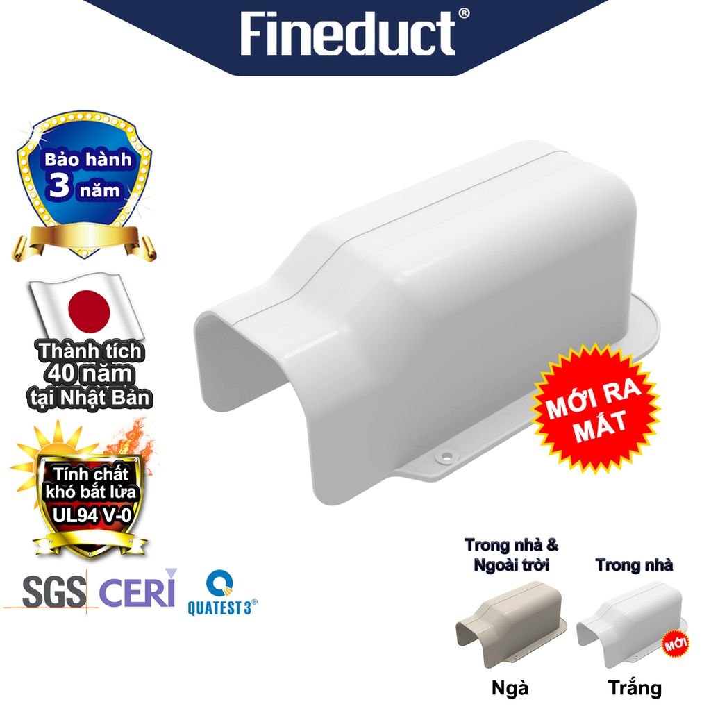 Trunking Nhựa Fineduct Chụp Áp Tường Màu Trắng WA - 80W/100W [Hộp che ống đồng máy lạnh / Air Conditioner Line Set cover]