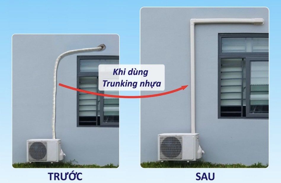 Trunking Nhựa Fineduct Ống Cứng Màu Trắng KL - 80W/100W - 1 Cây/2m [Hộp che ống đồng máy lạnh / Air Conditioner Line Set cover]