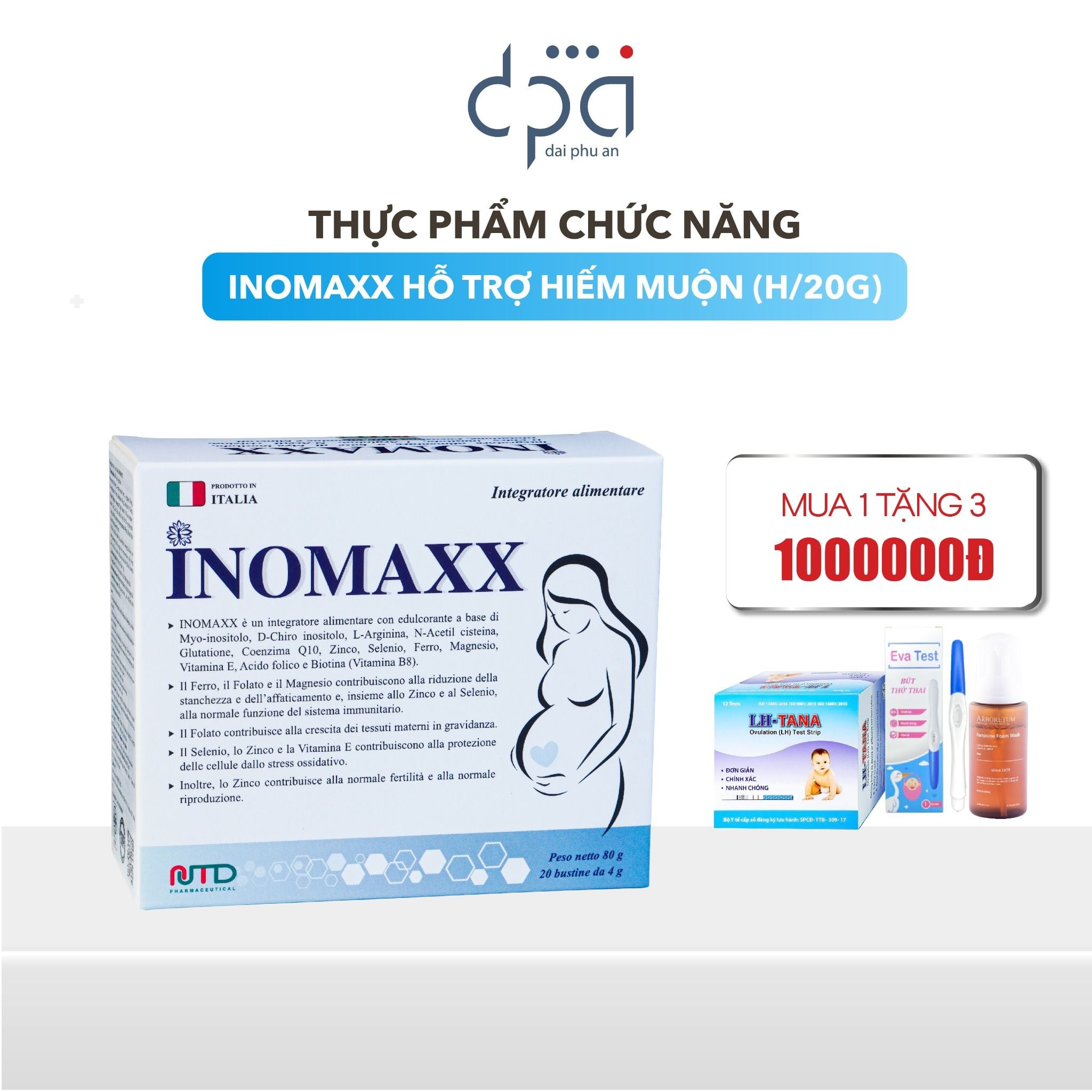  Sản Phẩm Bổ Trứng INOMAXX - Cân Bằng Nội Tiết Tố Tăng Khả Năng Thụ Thai Giảm Hội Chứng Buồng Trứng Đa Nang – Hộp 20G 