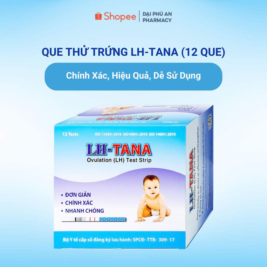  [QUÀ TẶNG] - Que Test Rụng Trứng LH TANA Hỗ Trợ Xác Định Chính Xác Thời Điểm Rụng Trứng, Tăng Khả Năng Thụ Thai - 12 Que 