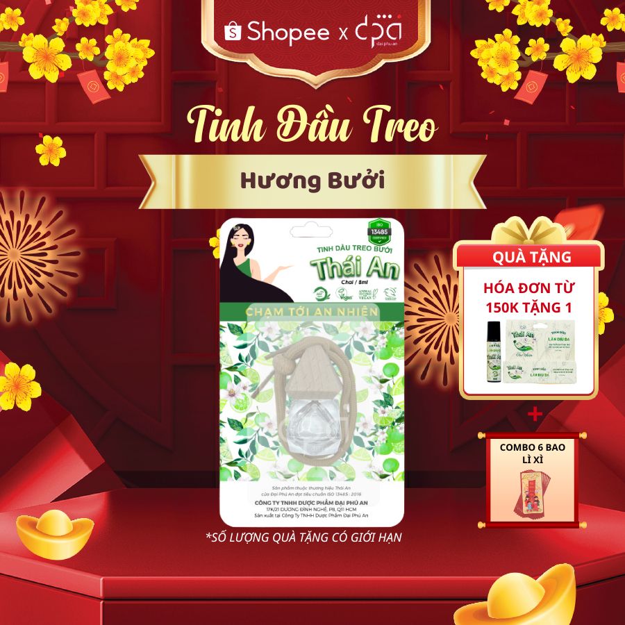  Tinh Dầu Treo Hương Bưởi Thái An Tự Nhiên Khử Mùi Thanh Lọc Không Khí (C/8ml) 