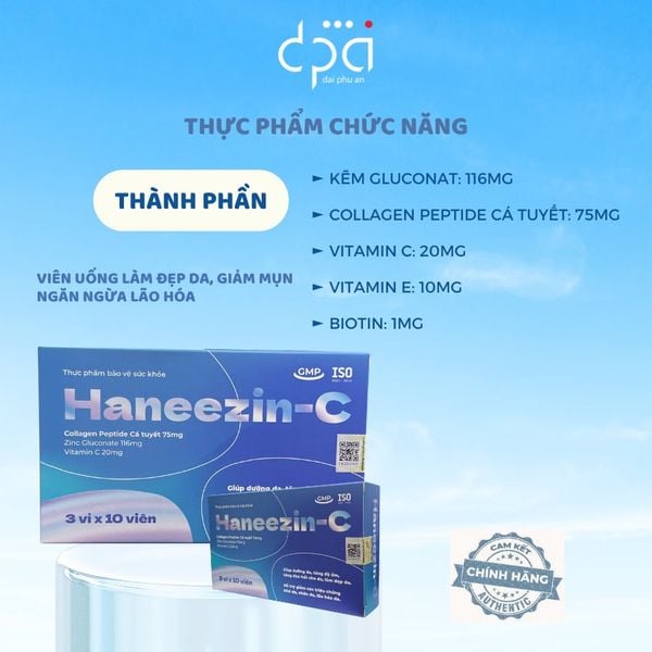  Viên Uống Hỗ Trợ Giảm Mụn Ngăn Ngừa Lão Hóa Giúp Đẹp Da Ngăn Rụng Tóc Hanee ZinC (Hộp/ 30 viên) 