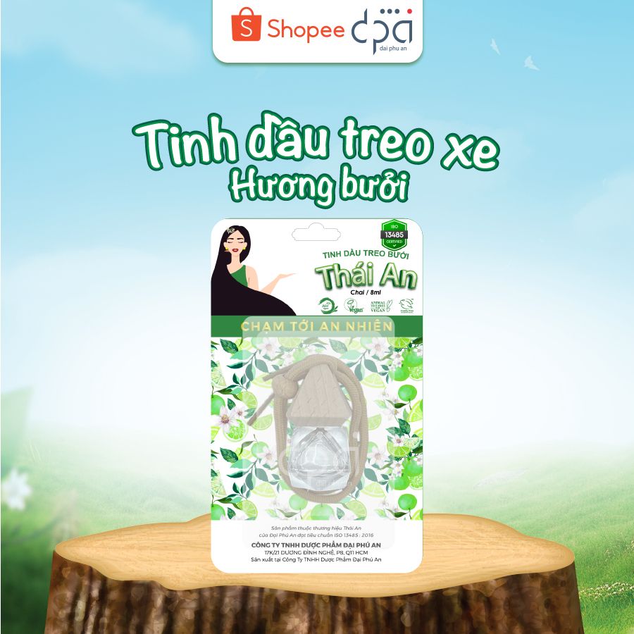  Tinh Dầu Treo Hương Bưởi Thái An Tự Nhiên Khử Mùi Thanh Lọc Không Khí (C/8ml) 