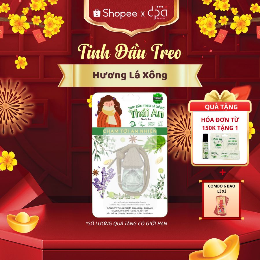  Tinh Dầu Treo Hương Lá Xông Thái An Giúp Khử Mùi Thanh Lọc Không Khí (C/9ml) 