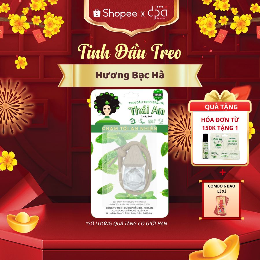  Tinh Dầu Treo Hương Bạc hà Thái An Thanh Lọc Không Khí Khử Mùi Hiệu Quả (C/9ml) 