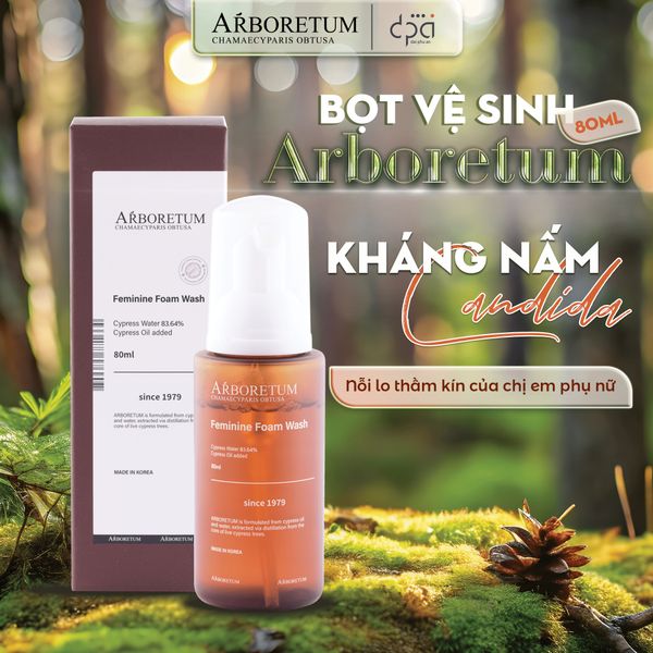  Dung Dịch Vệ Sinh Phụ Nữ Arboretum Dạng Bọt Dịu Nhẹ Làm Sạch Và Kháng Khuẩn Nấm Ngăn Mùi - Chai 80ml 