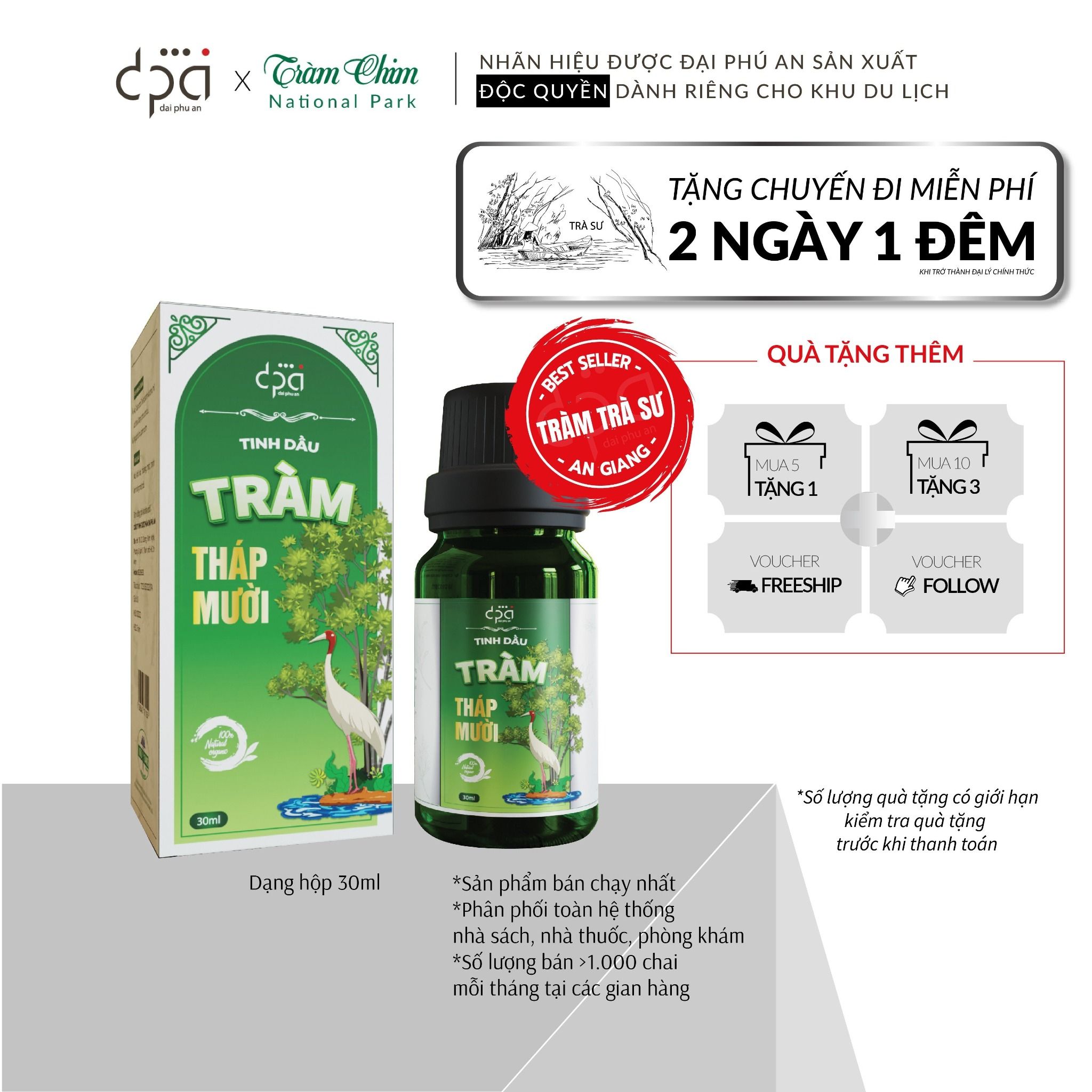  Tinh dầu tràm Tháp Mười Ramsar (C/30ML) 