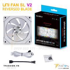 Quạt tản nhiệt LIAN LI UNI FAN SL120 V2 REVERSE BLADE - LED ARGB 5V - Chính hãng, Fan case 12cm hút, ghép nối không dây