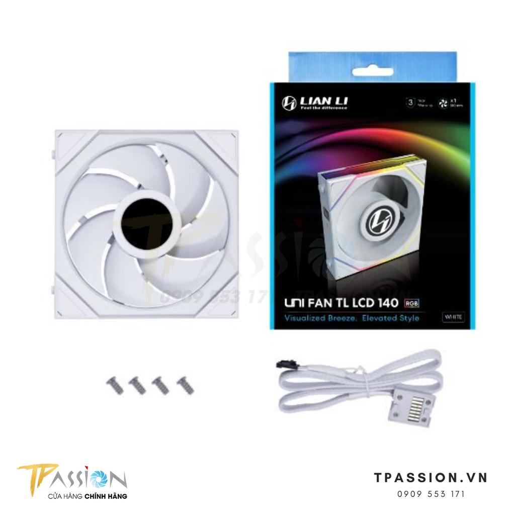 Quạt tản nhiệt LIAN LI UNI FAN TL LCD 120 / 140 | REVERSED BLADE | BLACK / WHITE | CÁNH NGƯỢC