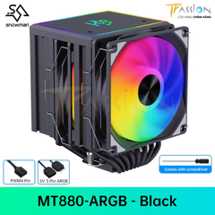 Tản nhiệt khí CPU SNOWMAN MT880 BLACK / WHITE (8 Ống đồng/2 tháp/LED ARGB 5V/LED RGB AUTO)