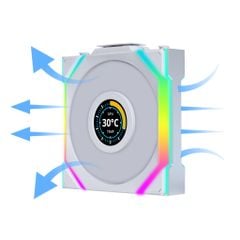 Fan Case LIAN LI UNI FAN SL WIRELESS LCD 120 REVERSE | TRIPPLE PACK - WHITE (BỘ 3 CÁI KÈM HUB USB - CÁNH NGƯỢC)
