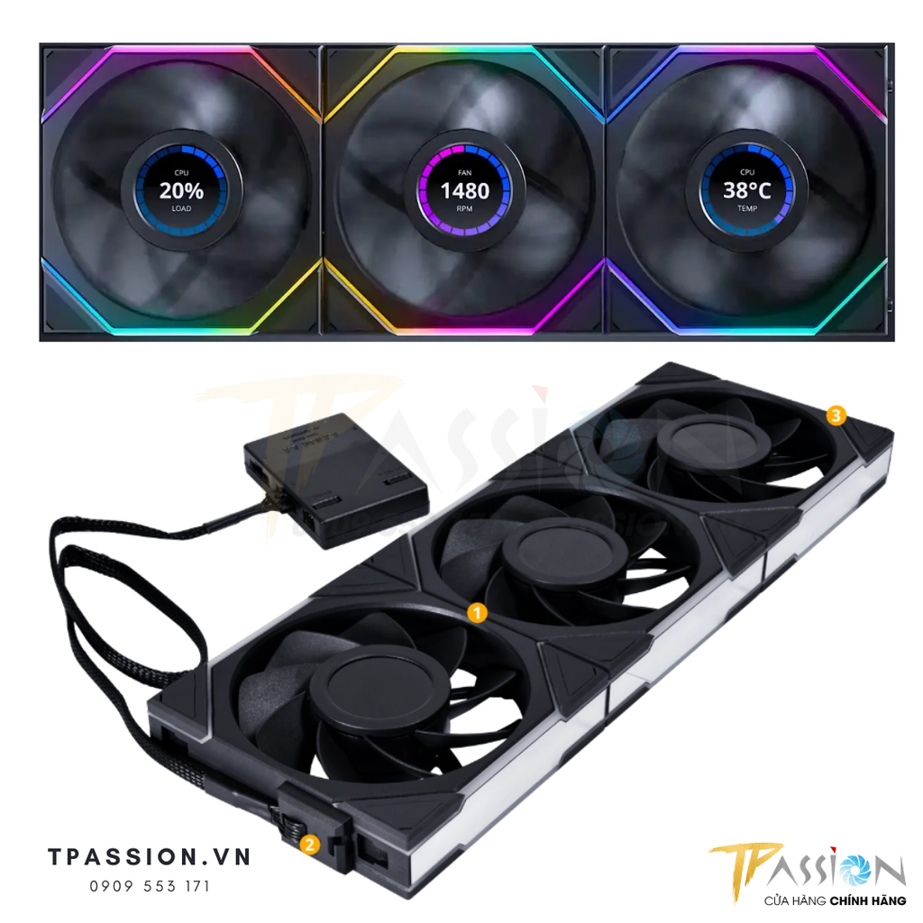 Quạt tản nhiệt LIAN LI UNI FAN TL LCD 120 / 140 | BLACK / WHITE | CÁNH THUẬN