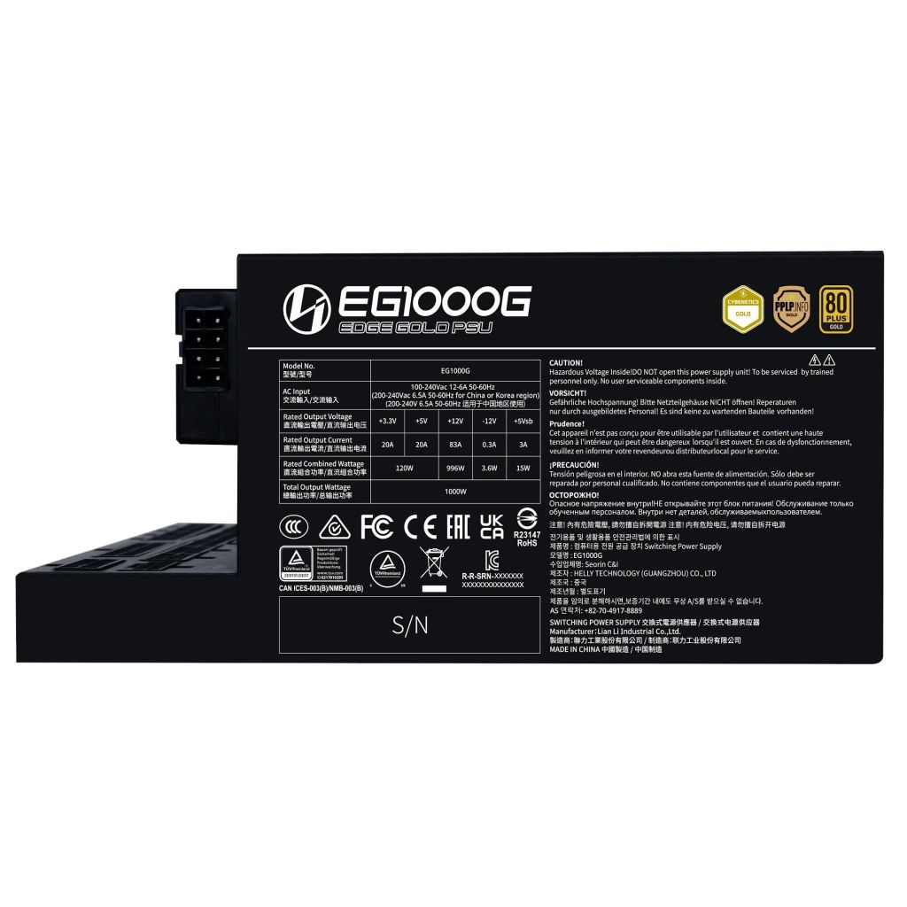 Nguồn PSU LIAN LI EDGE GOLD EG1000G - 1000W - BLACK (Kèm USB & PWM HUB/ATX3.1/80+GOLD/PCIe5.1)