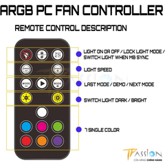 Bộ điều khiển cấp tín hiệu LED ARGB 5V 3 Pin - TPassion Controller kèm Remote (17 nút)
