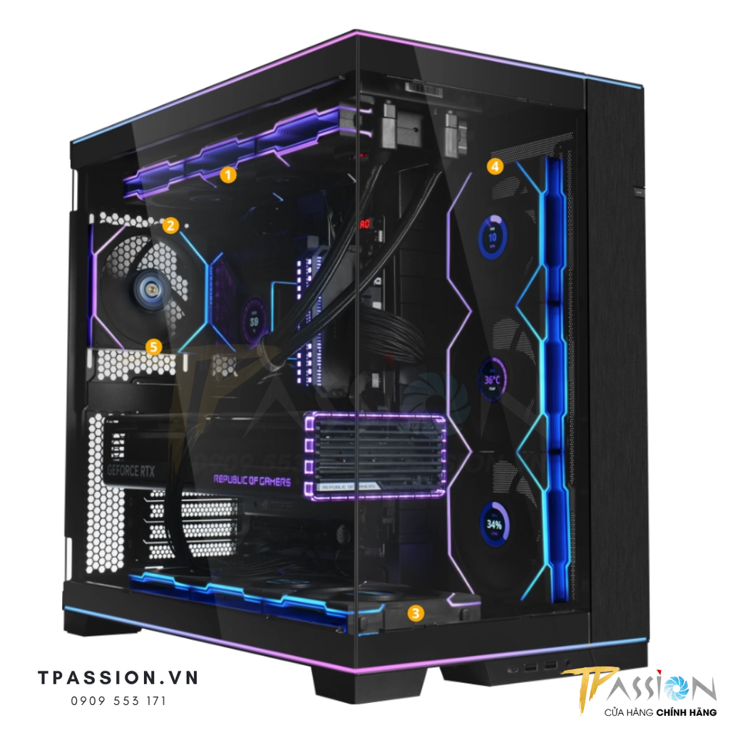 Quạt tản nhiệt LIAN LI UNI FAN TL LCD 120 / 140 | REVERSED BLADE | BLACK / WHITE | CÁNH NGƯỢC