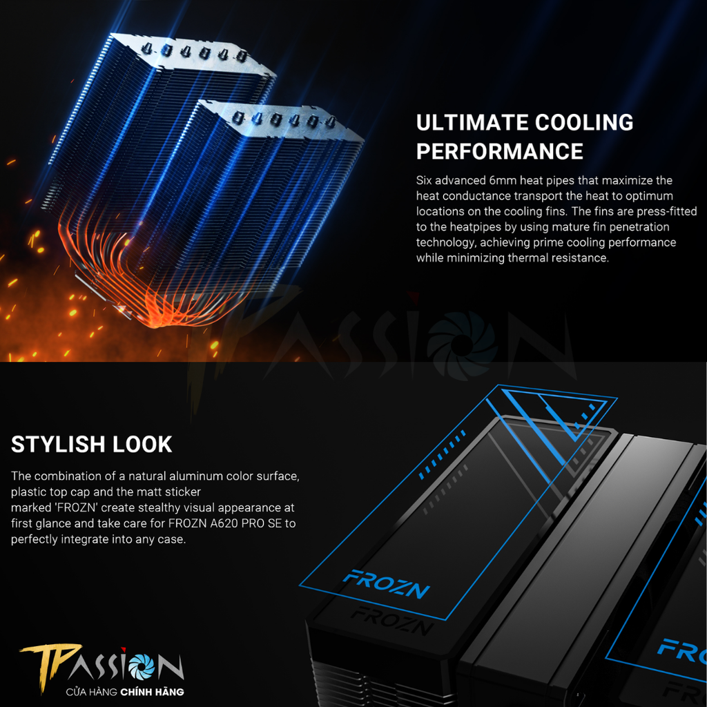 Tản nhiệt khí CPU ID-Cooling FROZN A620 PRO SE ARGB - BLACK (6 ỐNG ĐỒNG/TDP 260W)
