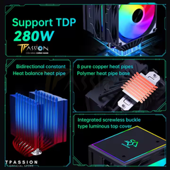 Tản nhiệt khí CPU SNOWMAN MT880 BLACK / WHITE (8 Ống đồng/2 tháp/LED ARGB 5V/LED RGB AUTO)
