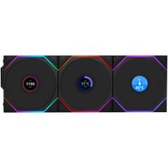 Fan Case LIAN LI UNI FAN TL WIRELESS LCD 120 | TRIPPLE PACK - BLACK (BỘ 3 CÁI KÈM HUB USB - CÁNH THUẬN)