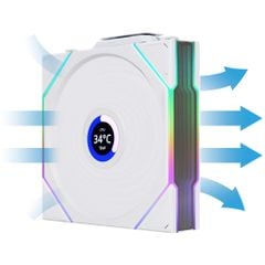 Fan Case LIAN LI UNI FAN TL WIRELESS LCD 120 | TRIPPLE PACK - WHITE (BỘ 3 CÁI KÈM HUB USB - CÁNH THUẬN)
