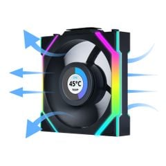 Fan Case LIAN LI UNI FAN SL WIRELESS LCD 120 REVERSE | TRIPPLE PACK - BLACK (BỘ 3 CÁI KÈM HUB USB - CÁNH NGƯỢC)