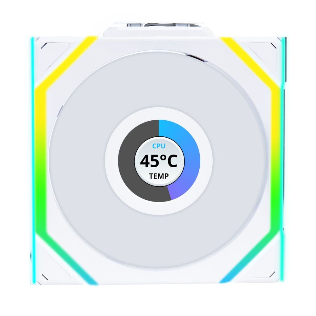 Fan Case LIAN LI UNI FAN SL WIRELESS LCD 120 REVERSE | TRIPPLE PACK - WHITE (BỘ 3 CÁI KÈM HUB USB - CÁNH NGƯỢC)