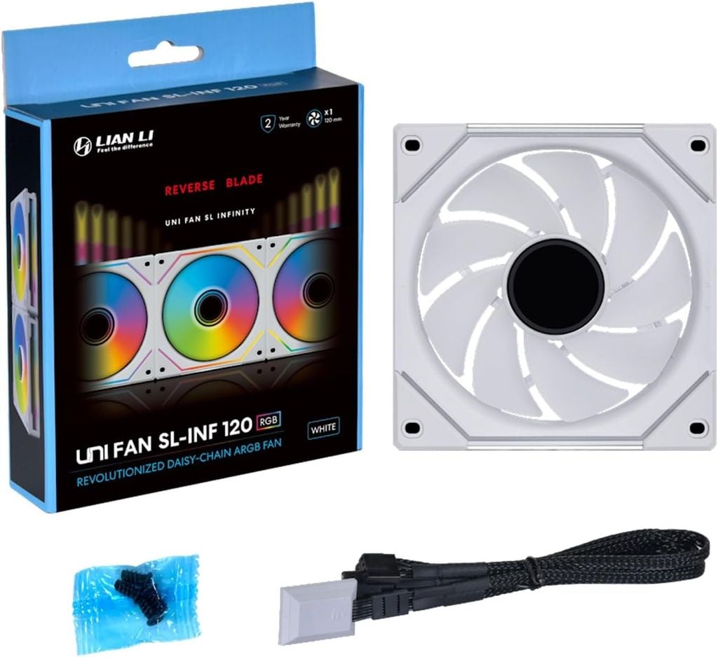 Quạt tản nhiệt LIAN LI UNI FAN SL INFINITY 120 - REVERSE BLADE (RSLIN120-1B / RSLIN120-1W) - Fan Case Cánh đảo