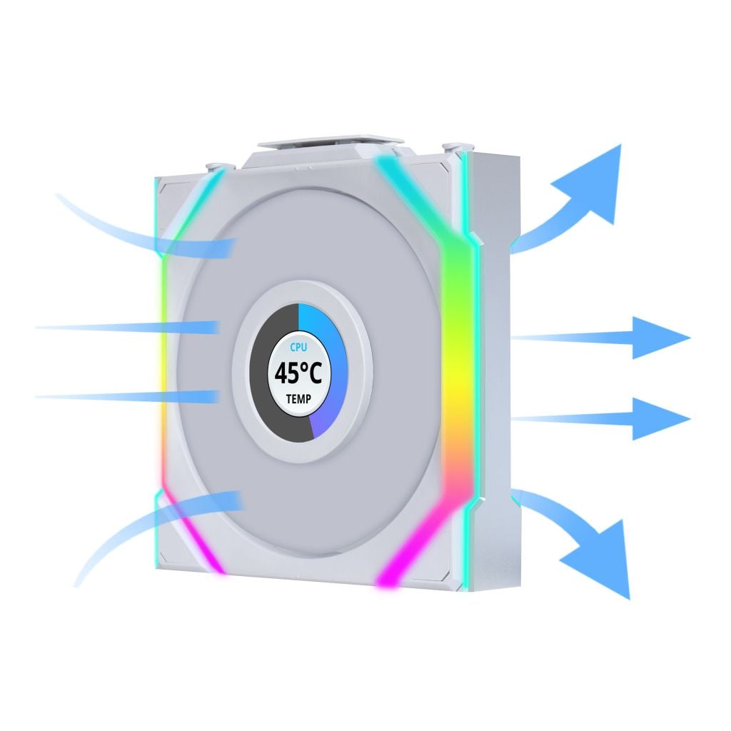 Fan Case LIAN LI UNI FAN SL WIRELESS LCD 120 | TRIPPLE PACK - WHITE (BỘ 3 CÁI KÈM HUB USB - CÁNH THUẬN)