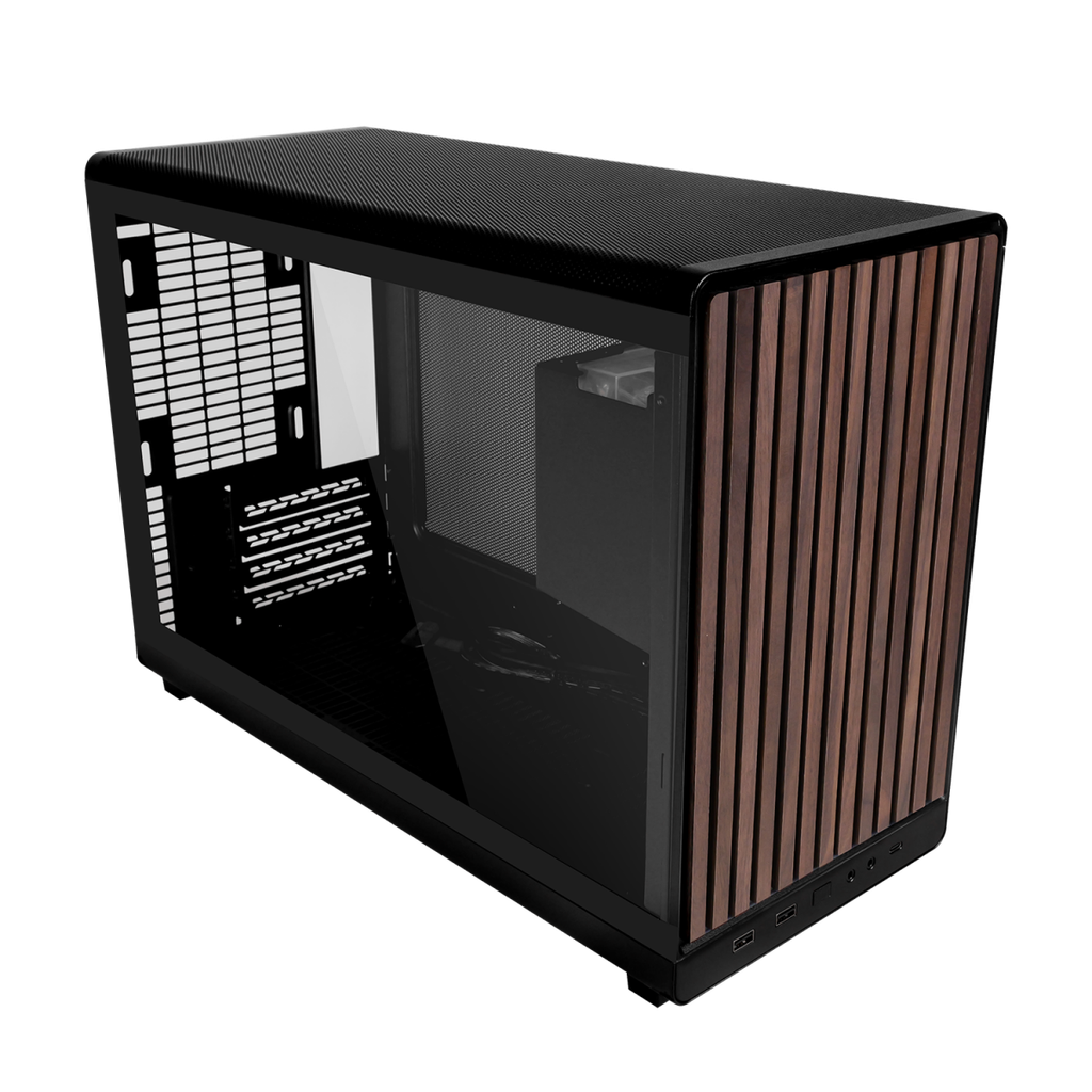VỎ CASE MÁY TÍNH LIAN LI DAN A3 WOOD GLASS - mATX - BLACK (MATX/MFF/MẶT GỖ/KÍNH HÔNG)
