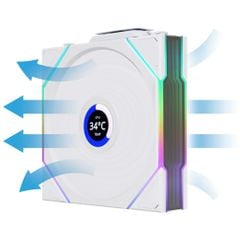 Fan Case LIAN LI UNI FAN TL WIRELESS LCD 120 REVERSE | TRIPPLE PACK - WHITE (BỘ 3 CÁI KÈM HUB USB - CÁNH NGƯỢC)