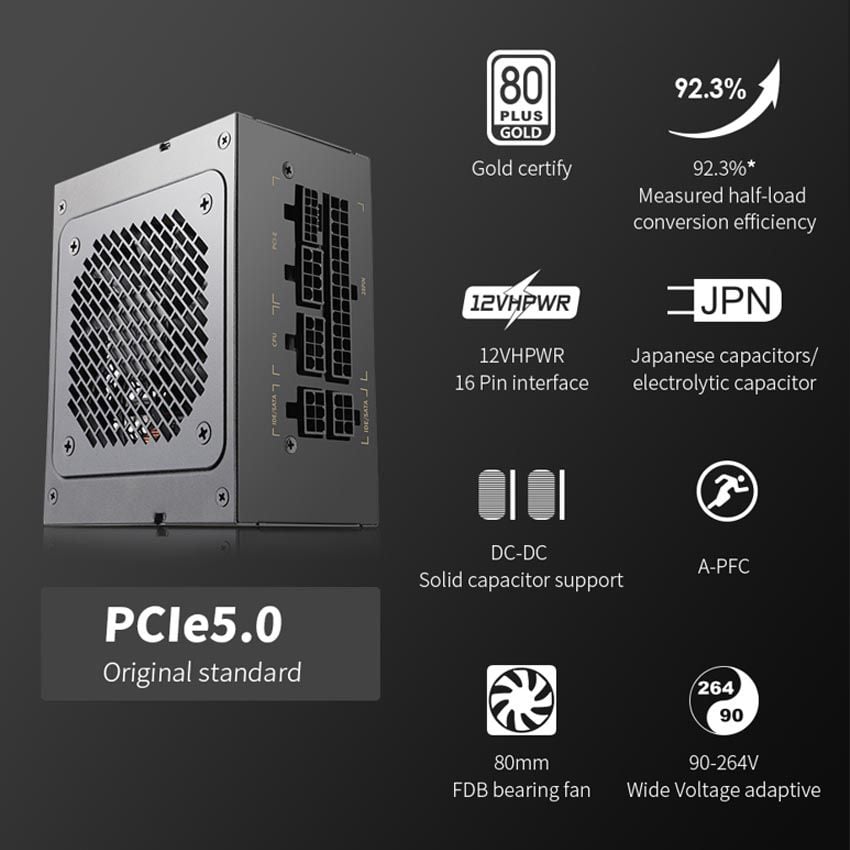 Nguồn máy tính SEGOTEP KL-M750G SFX - 750W - 80 Plus Gold - ATX3.0+PCIE 5.0