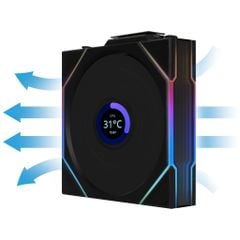 Fan Case LIAN LI UNI FAN TL WIRELESS LCD 120 REVERSE | TRIPPLE PACK - BLACK (BỘ 3 CÁI KÈM HUB USB - CÁNH NGƯỢC)