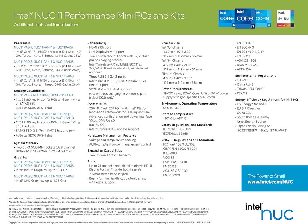 PC Intel NUC L6 RNUC11PAHI30Z02 - RNUC11PAHI30Z0299AW98 (i3-1115G4/Intel Core UHD Graphics/Wi-Fi 6+Bluetooth)
