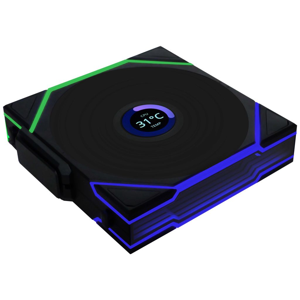 Fan Case LIAN LI UNI FAN TL WIRELESS LCD 120 | TRIPPLE PACK - BLACK (BỘ 3 CÁI KÈM HUB USB - CÁNH THUẬN)