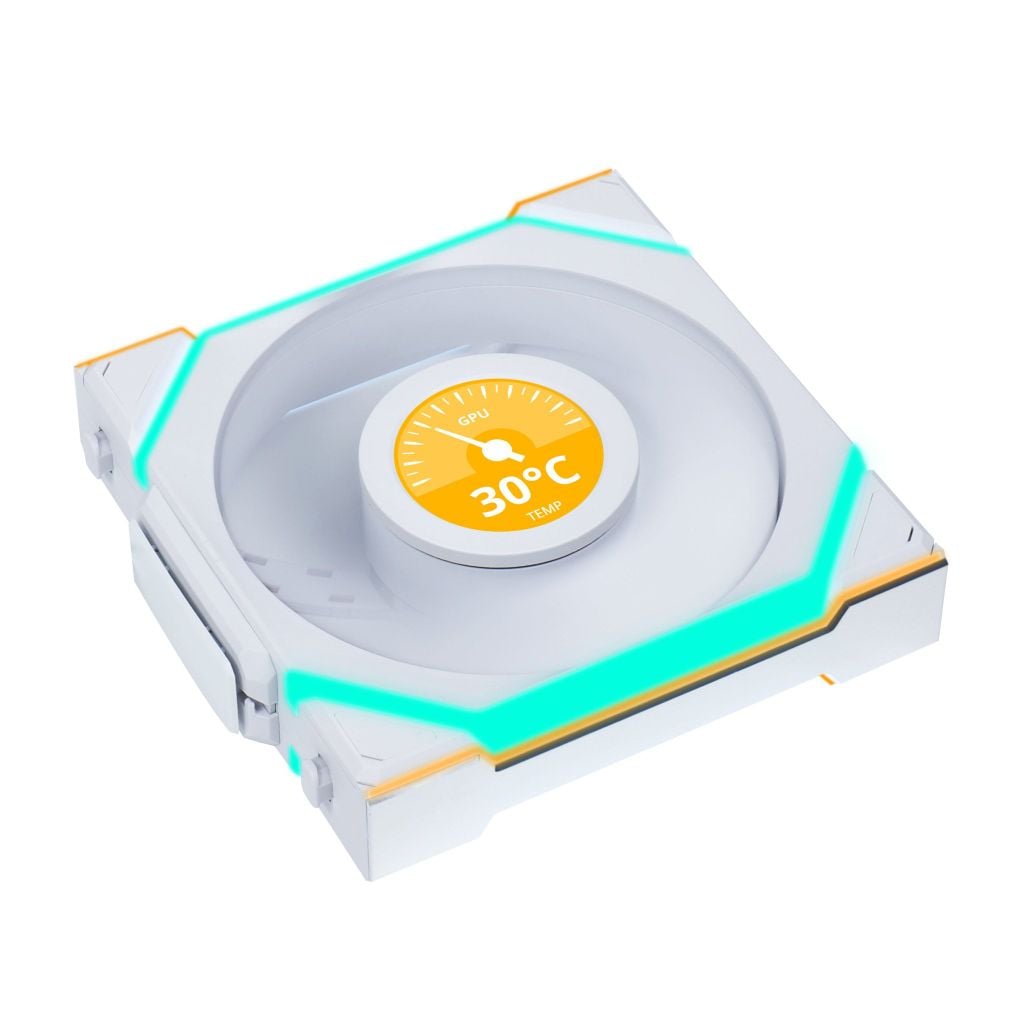 Fan Case LIAN LI UNI FAN SL WIRELESS LCD 120 | TRIPPLE PACK - WHITE (BỘ 3 CÁI KÈM HUB USB - CÁNH THUẬN)