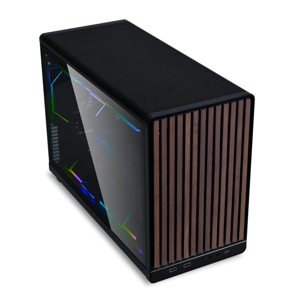 VỎ CASE MÁY TÍNH LIAN LI DAN A3 WOOD GLASS - mATX - BLACK (MATX/MFF/MẶT GỖ/KÍNH HÔNG)