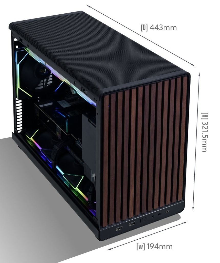 VỎ CASE MÁY TÍNH LIAN LI DAN A3 WOOD GLASS - mATX - BLACK (MATX/MFF/MẶT GỖ/KÍNH HÔNG)