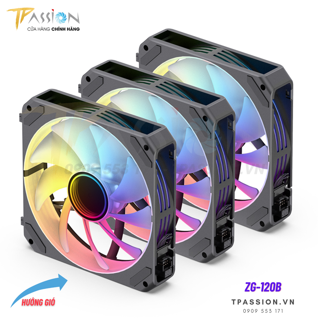 Quạt tản nhiệt JONSBO ZG - 120 / 120B /120W / REVERSE LED ARGB 5V - Ghép nối không dây, PWM